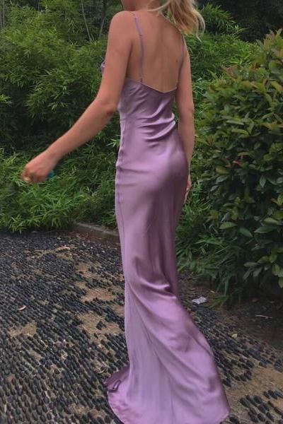 Simple Long Prom Dresses with High Slit Evening prom Dresses