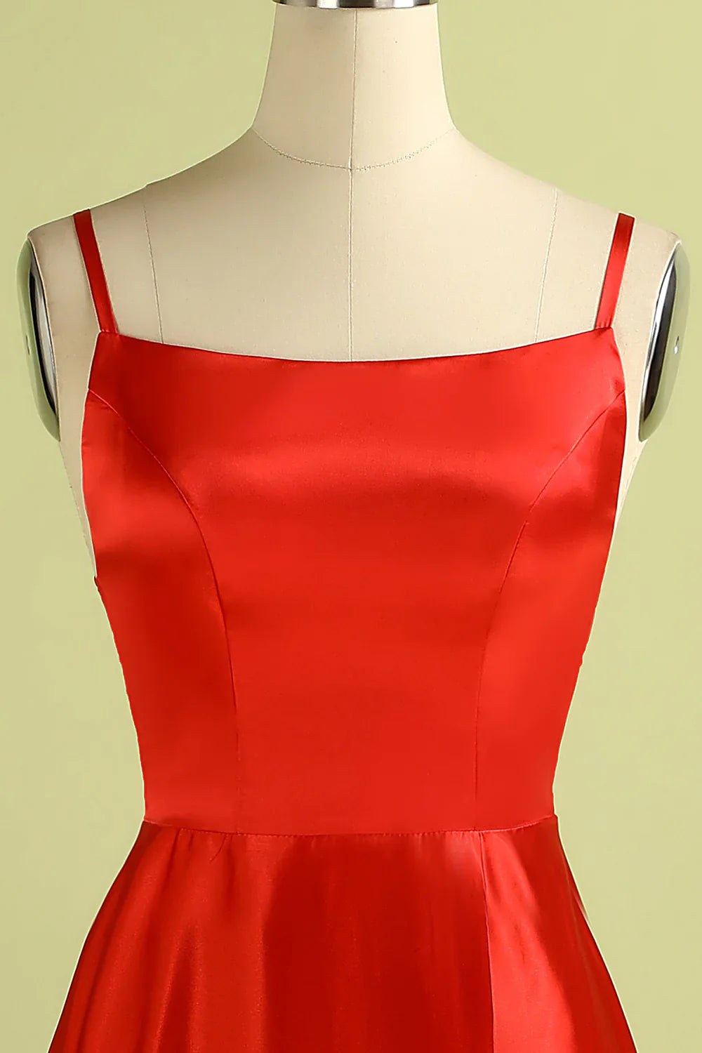 DingJiDress Red Backless Satin Prom Bridesmaid Dress
