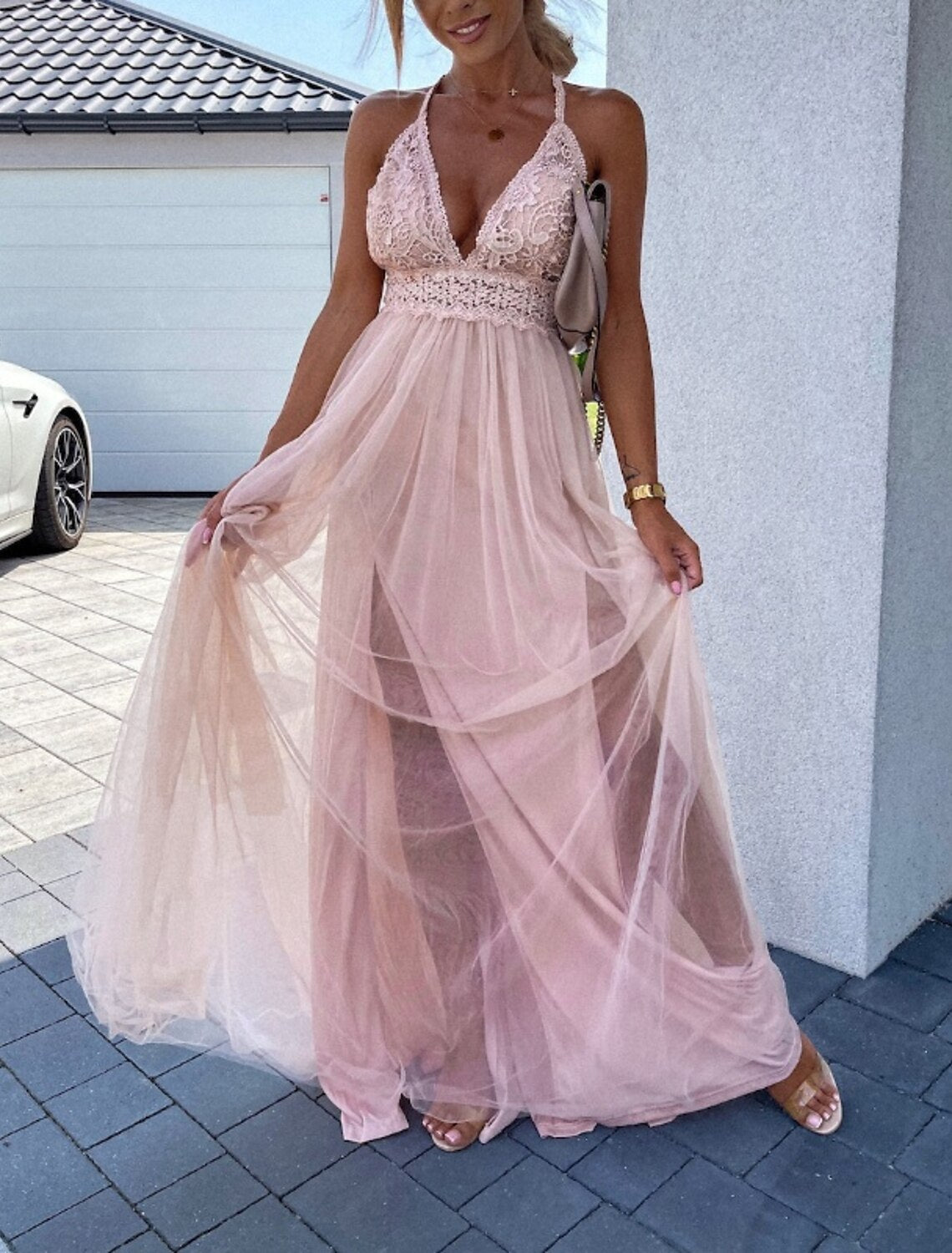 Women's Long Dress Maxi Dress Prom Dress Party Dress Swing Dress Slip Dress Fashion Party Special Occasion Regular Fit Plain Sleeveless Spaghetti Strap Pink Dark Green Summer