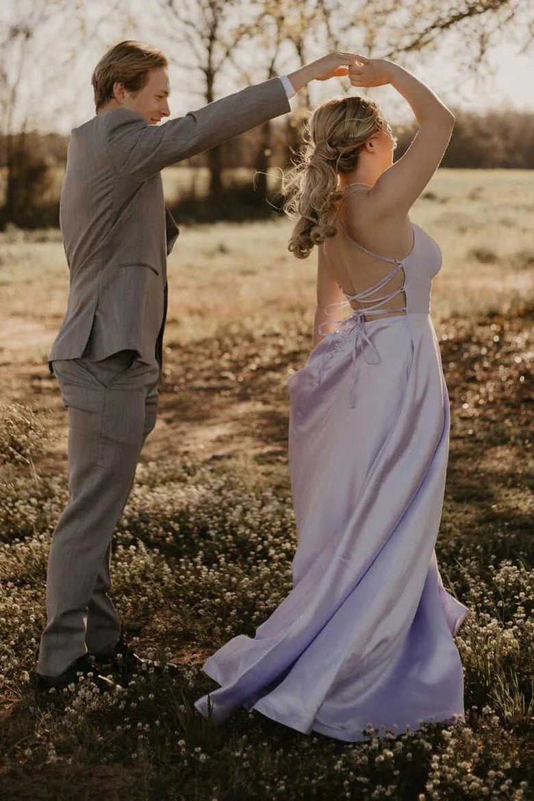 Simple Round Neck A-line Long Formal Dress