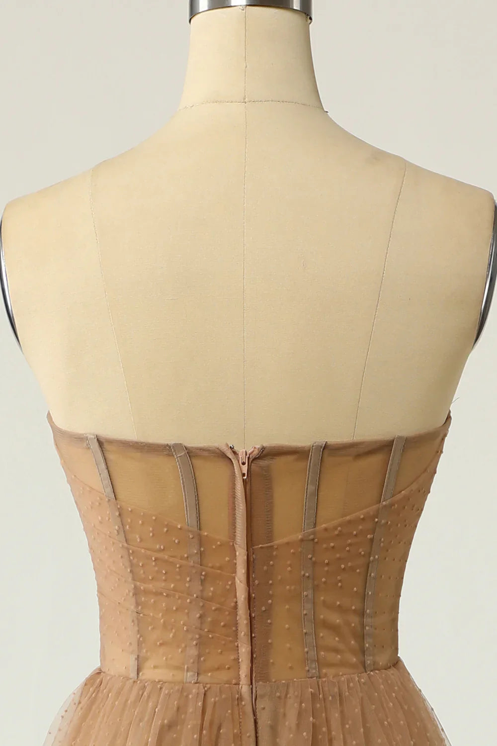 DingJiDress Khaki Polka Dots Corset Prom Dress