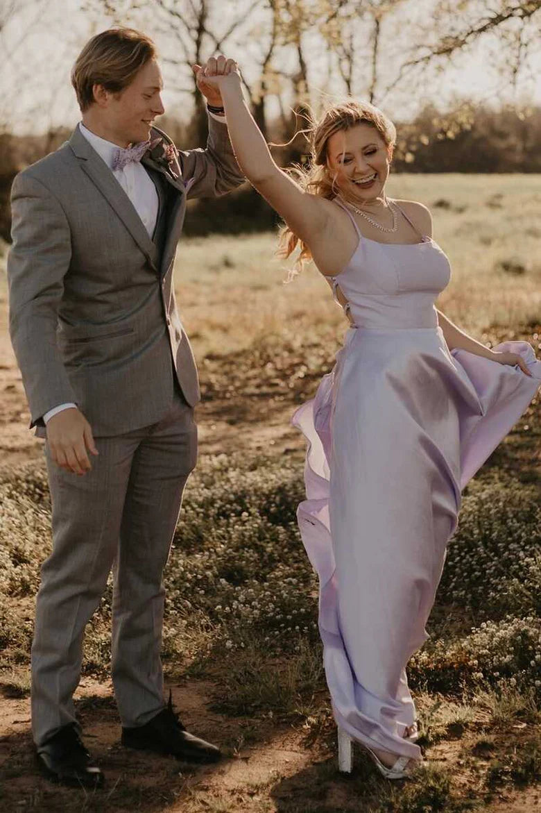 Simple Round Neck A-line Long Formal Dress