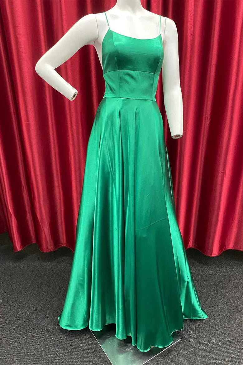 Simple Round Neck A-line Long Formal Dress