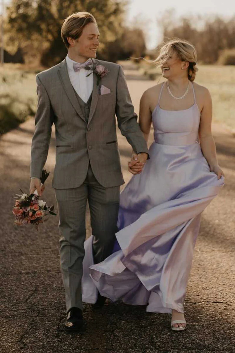 Simple Round Neck A-line Long Formal Dress