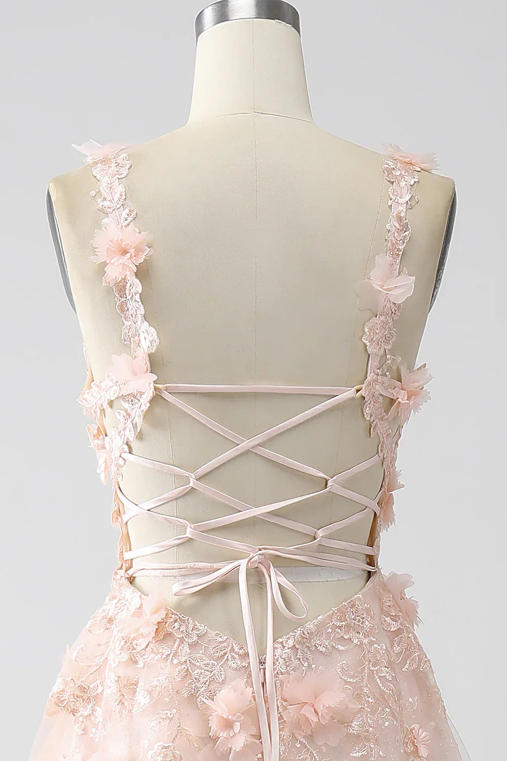 DingJiDress Blush A-Line Spaghetti Straps Long Prom Dress with Appliques