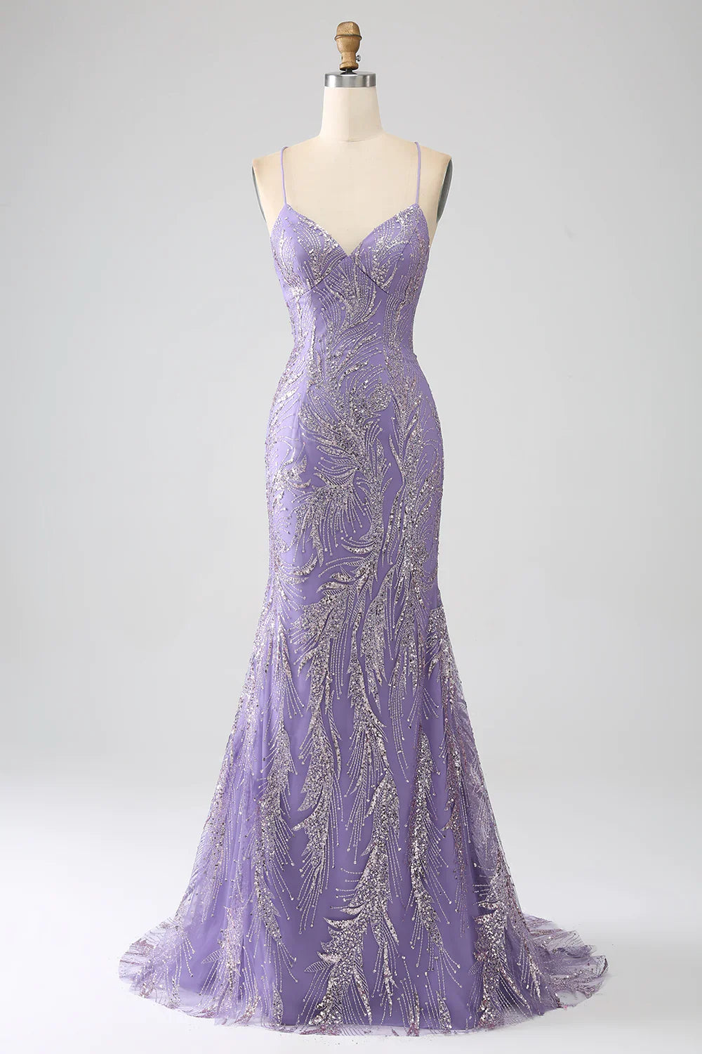 DingJiDress Sparkly Mermaid Lilac Long Prom Dress
