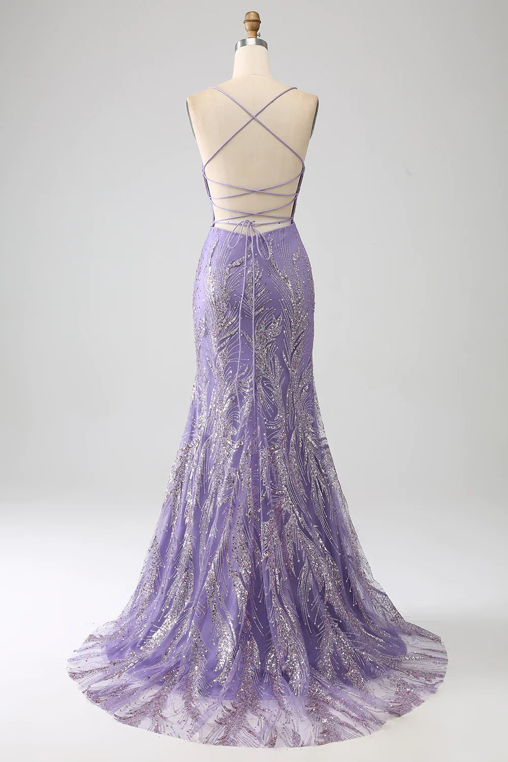 DingJiDress Sparkly Mermaid Lilac Long Prom Dress