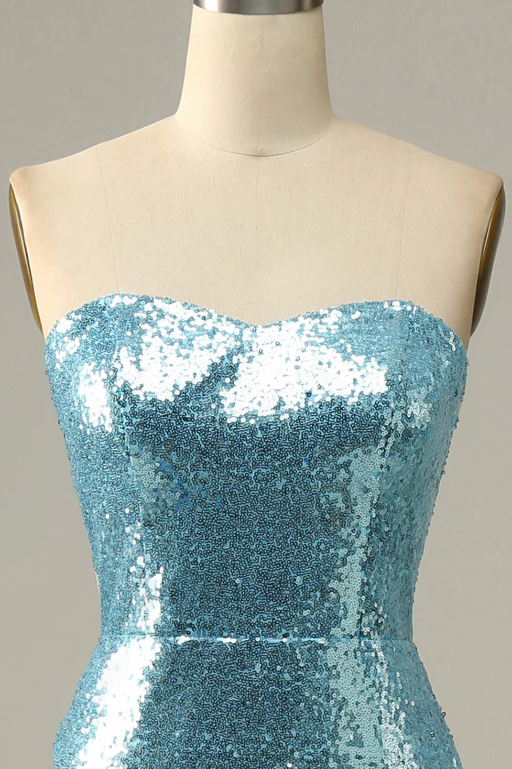 DingJiDress Sky Blue Sweetheart Sequined Mermaid Prom Dress With Feathers