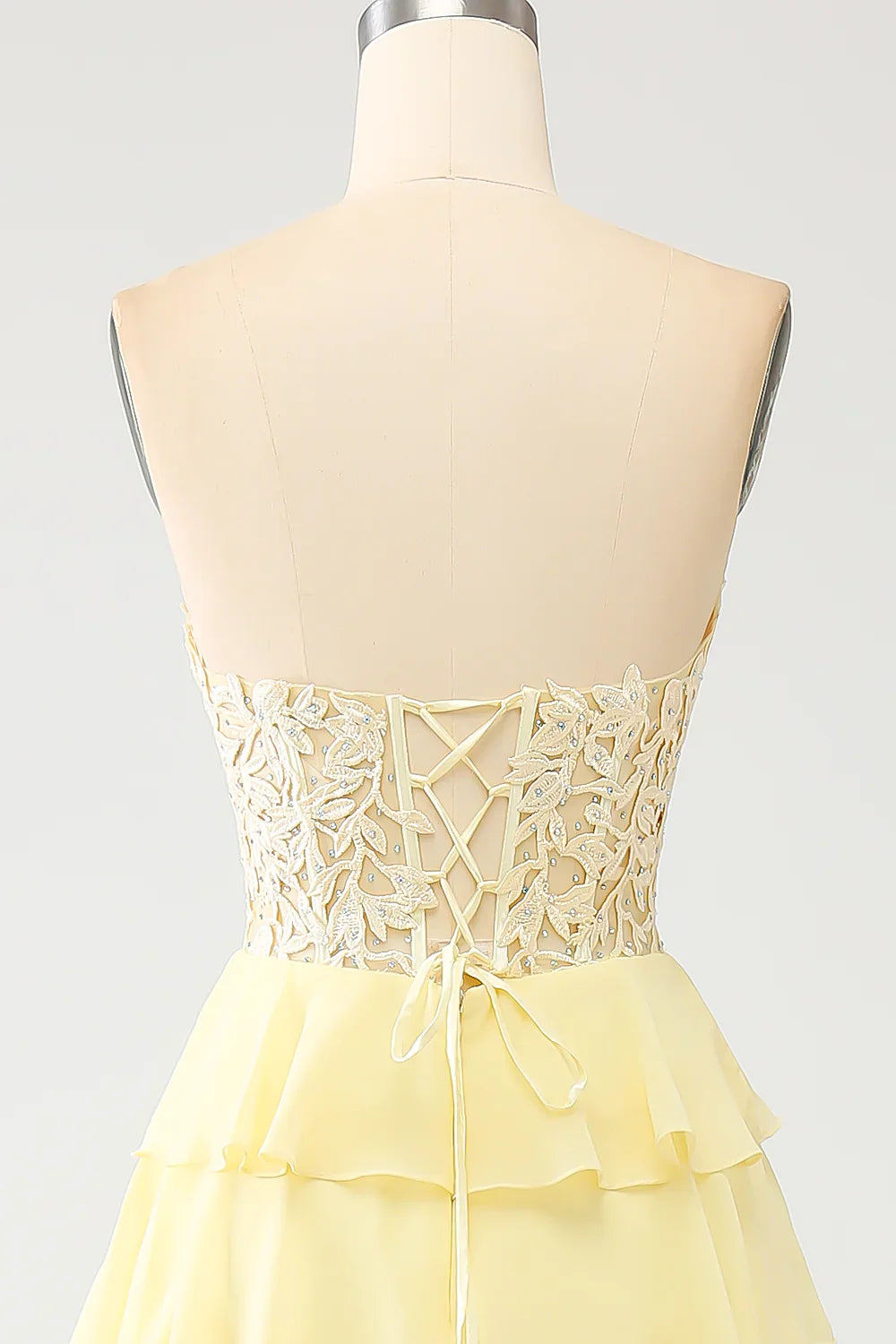 DingJiDress Yellow Sweetheart Tiered Long Prom Dress