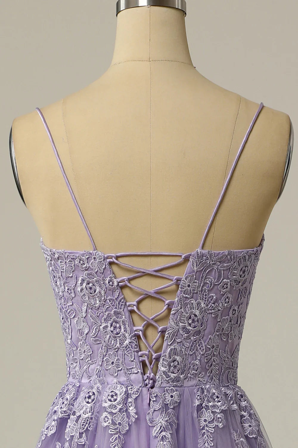 DingJiDress A Line Strapless Light Purple Long Prom Dress with Appliques