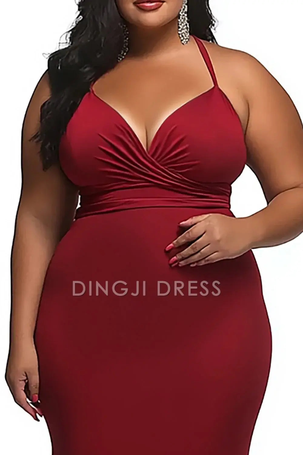 DingJiDress High Quality Dress Elegant Mermaid Satin Spaghetti Straps Sheath Long Plus Size Simple Prom Dress