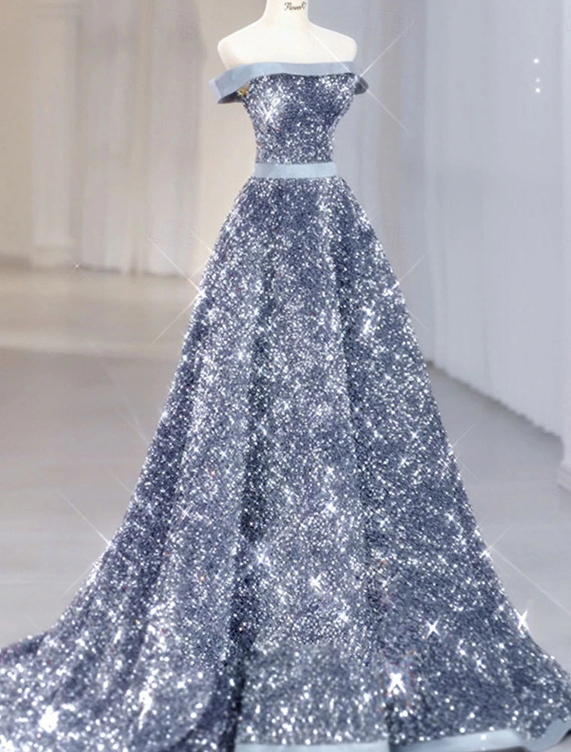 Ball Gown A-Line Quinceanera Dresses Elegant Dress Performance Wedding Sweep / Brush Train Sleeveless Off Shoulder Polyester Backless with Pleats Sequin