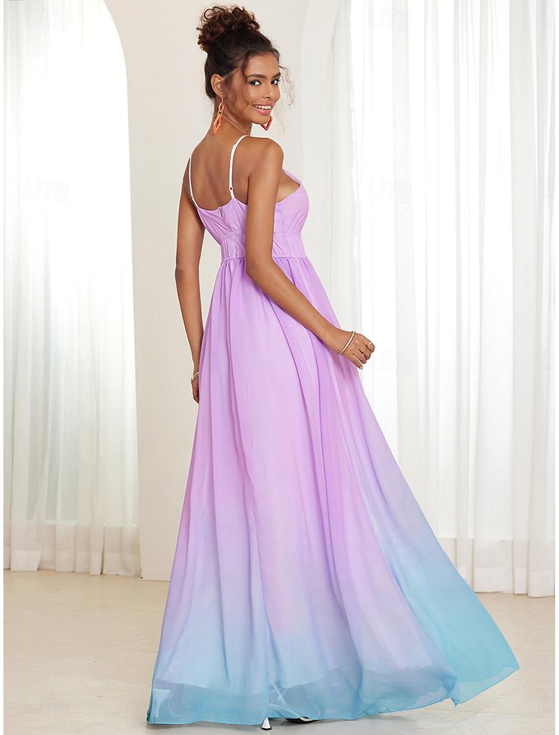 Women's Midi Dress Chiffon Dress Swing Dress Sundress Elegant Dress Elegant Bohemia Tropical Wedding Party Wedding Guest Regular Fit Ombre Sleeveless V Neck Sky Blue Summer