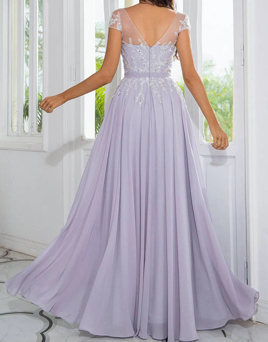 Pink Beaded Chiffon Mother of the Bride Dress