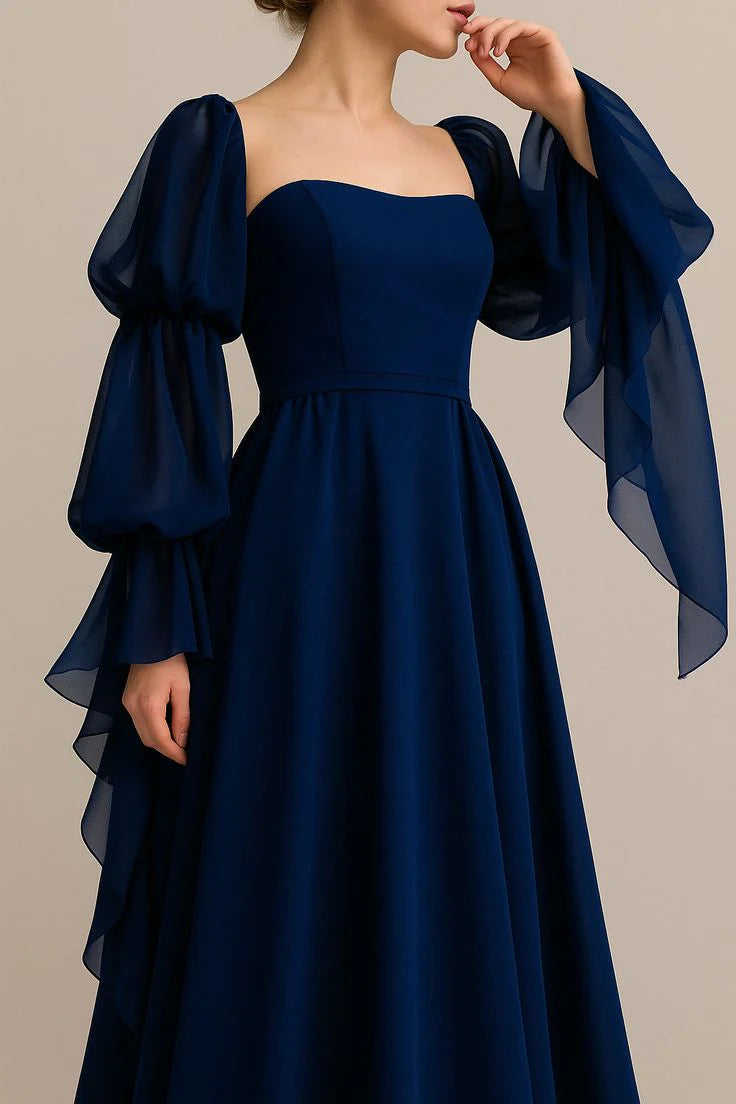 Beautiful Vintage Romantic A-line Blue Prom Dress Evening Dress