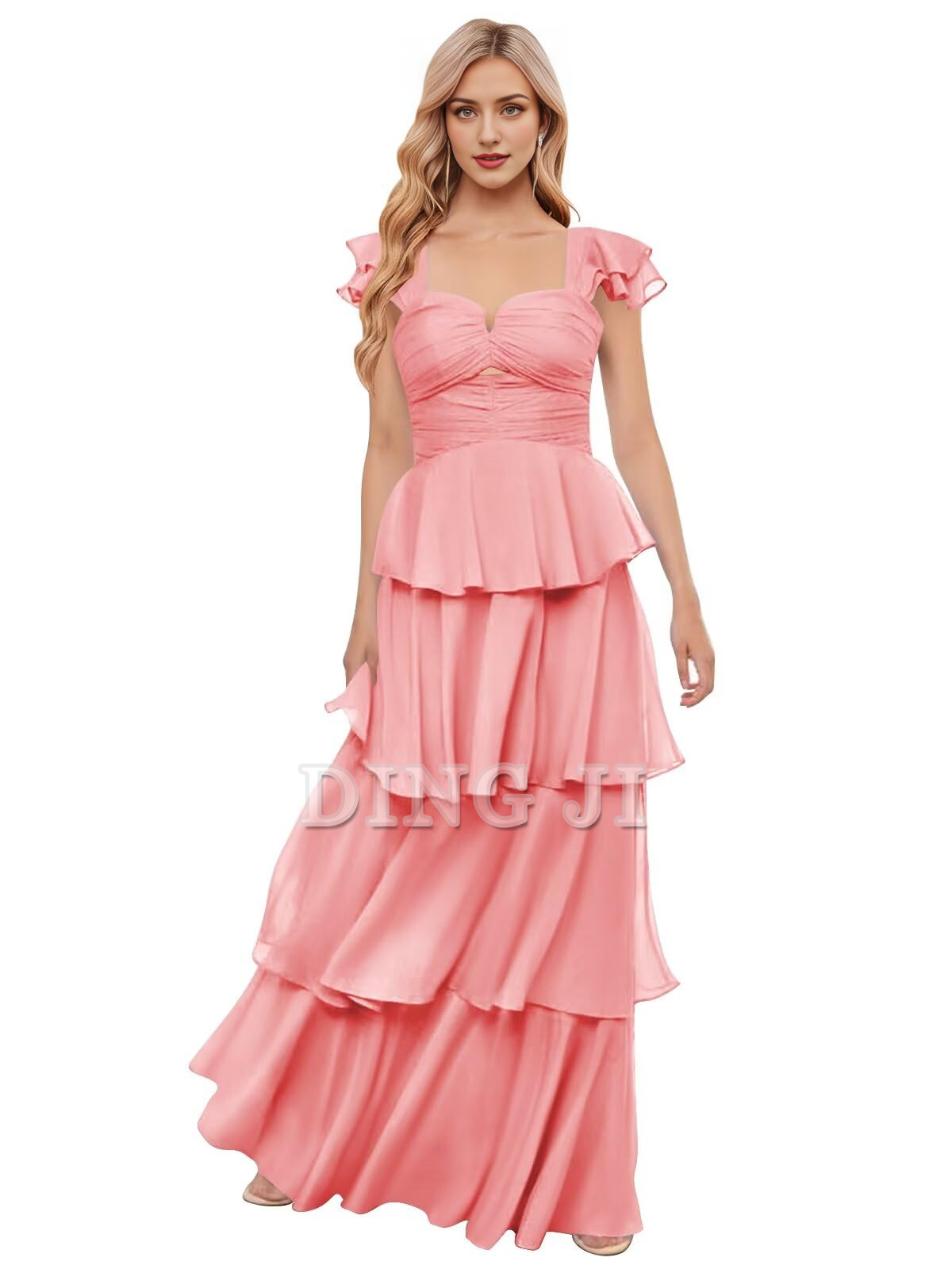 DingJiDress Prom Dresses Elegant Tiers Chiffon Backless Off The Shoulder Long Formal Wear Dresses