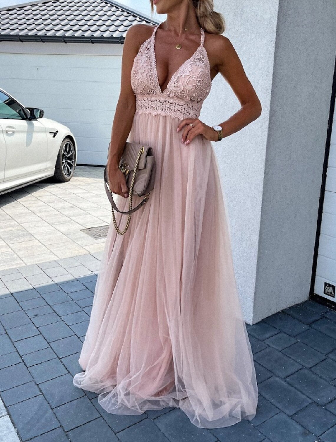 Women's Long Dress Maxi Dress Prom Dress Party Dress Swing Dress Slip Dress Fashion Party Special Occasion Regular Fit Plain Sleeveless Spaghetti Strap Pink Dark Green Summer