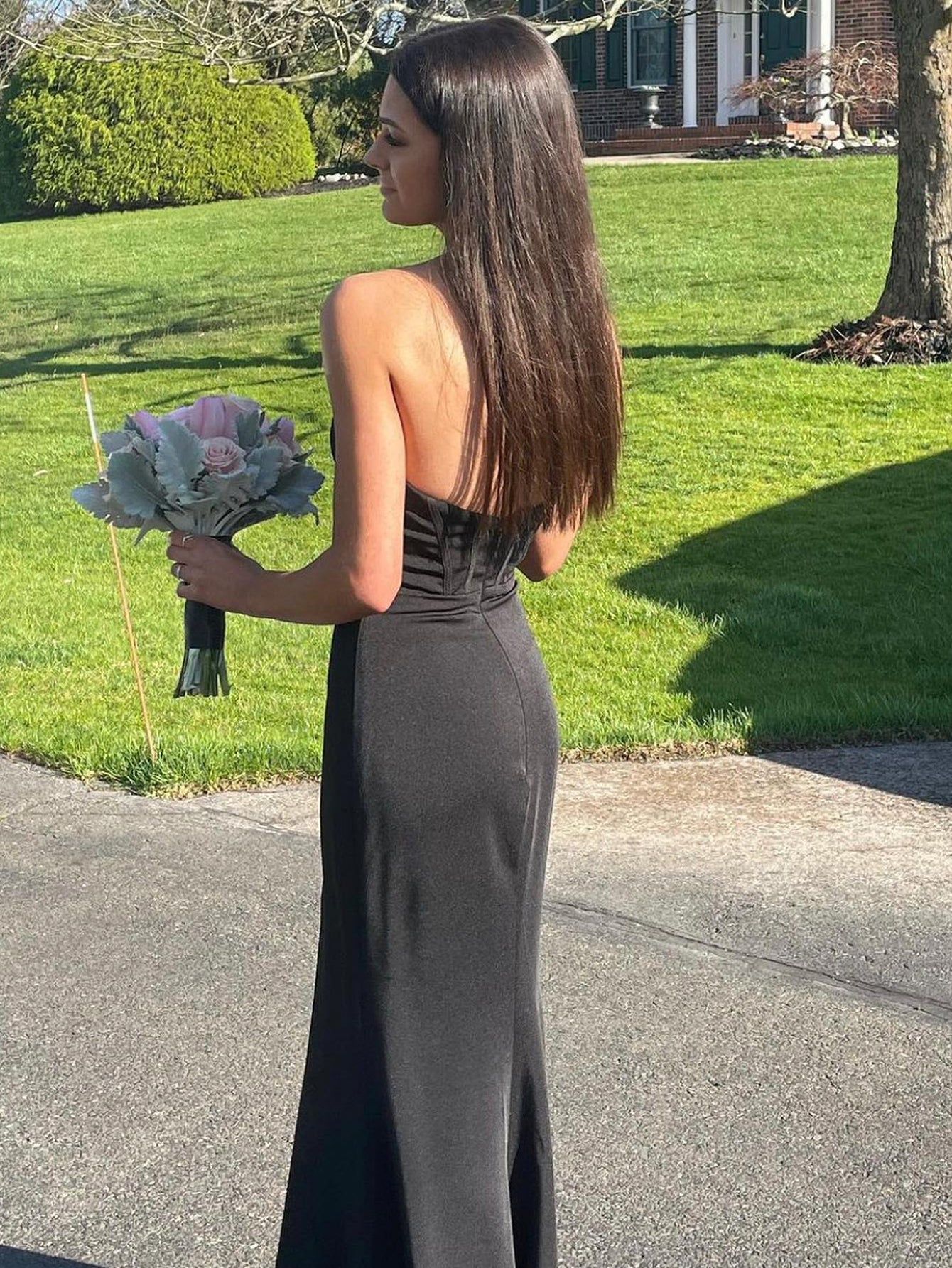 Black Sheath Sweetheart Long Prom Dress With Slit