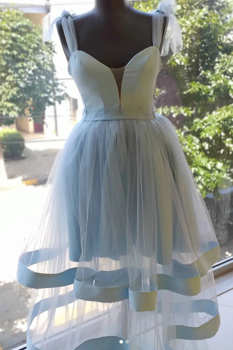 Blue tulle short prom dress blue tulle homecoming dress