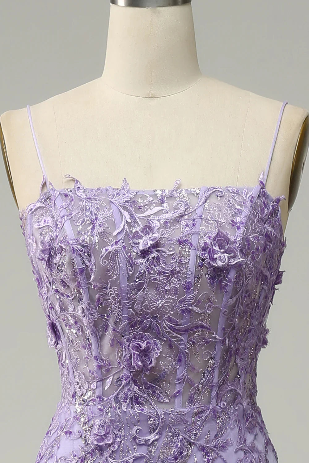 DingJiDress Mermaid Spaghetti Straps Purple Prom Dress with Beading