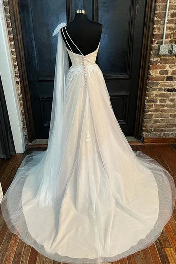 One-Shoulder A-Line Wedding Dress