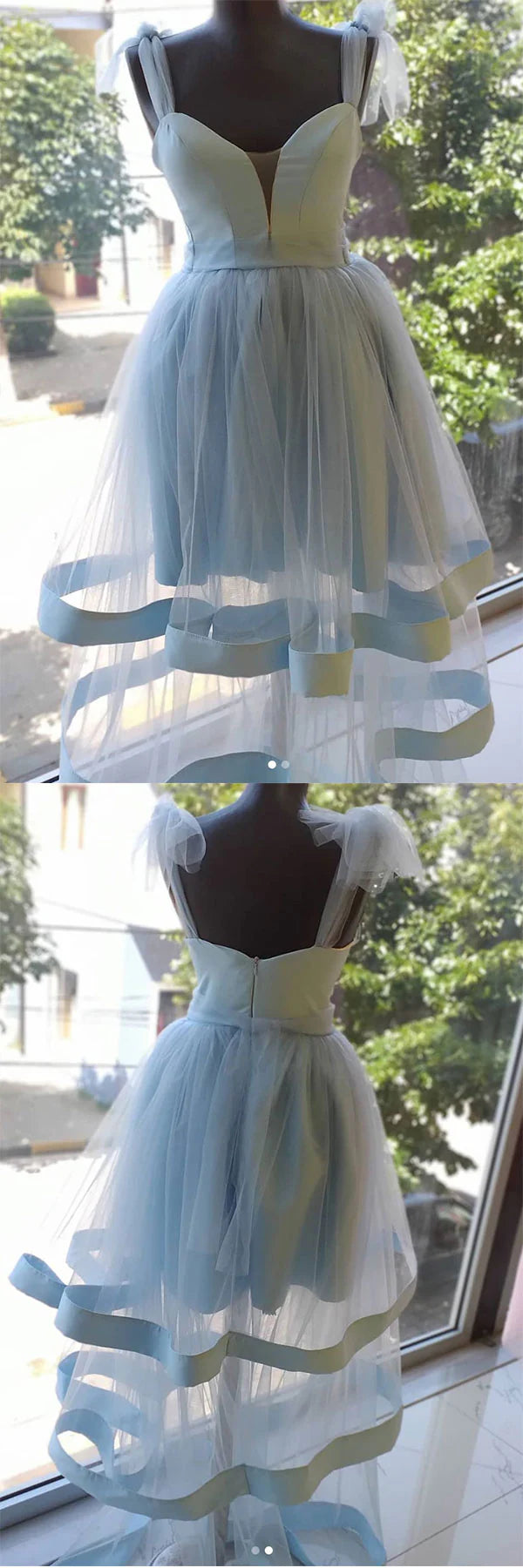Blue tulle short prom dress blue tulle homecoming dress