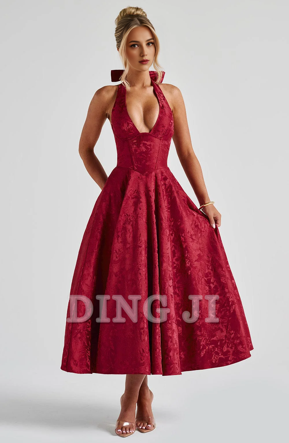 DingJiDress Bridesmaid Dresses A Line Plunge Neckline Backless Sexy Dresses High Quality Dresses Wedding Guests Dresses