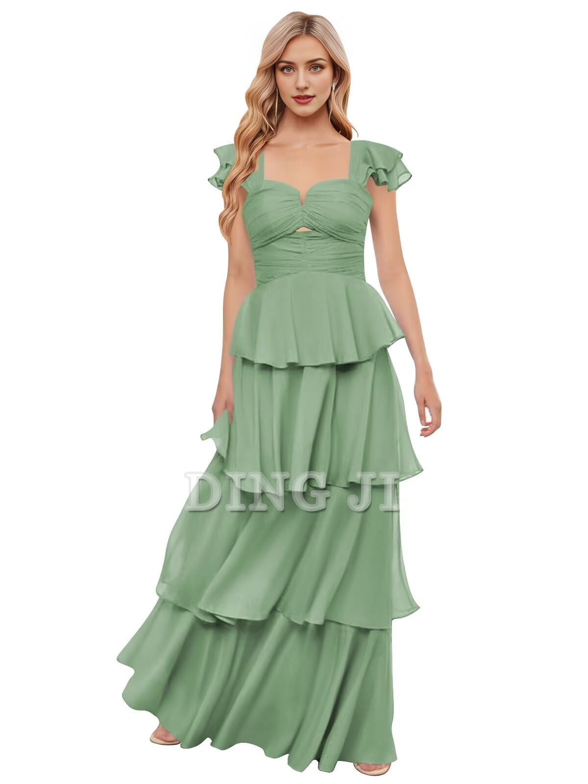 DingJiDress Prom Dresses Elegant Tiers Chiffon Backless Off The Shoulder Long Formal Wear Dresses