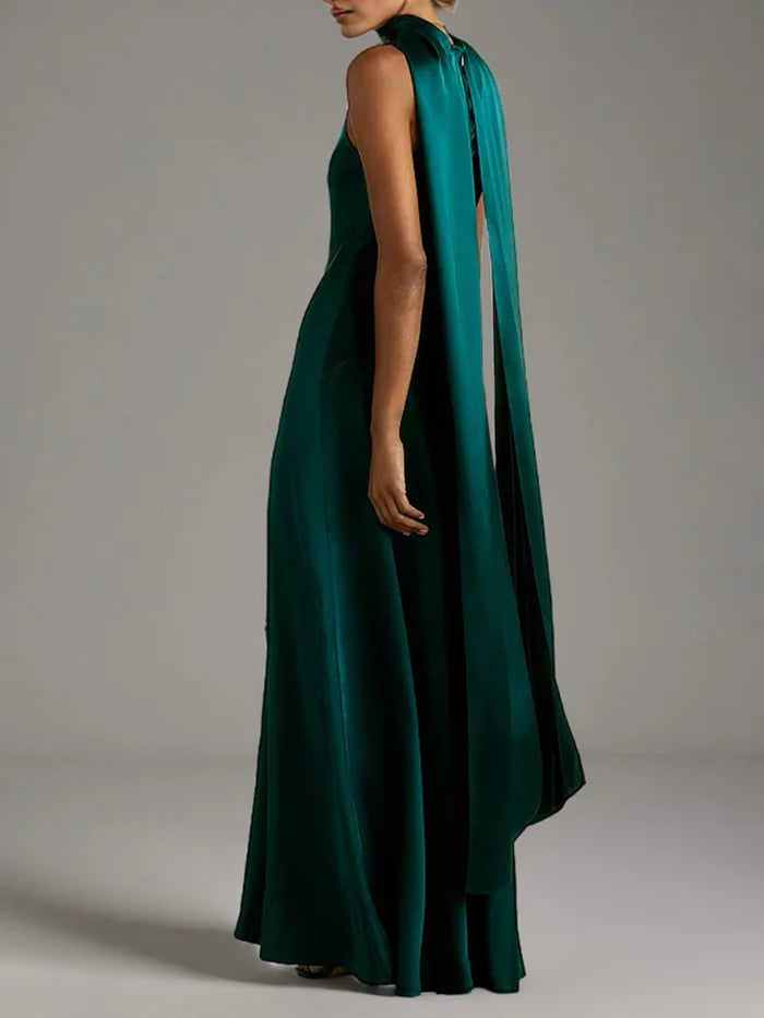 Peacock Prom Dress Sheath/Column Minimalist Sleeveless Peacock Floor Length Evening Gown