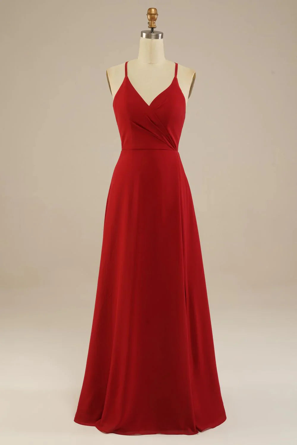 DingJiDress Elegant A Line Floor Length Spaghetti Straps Backless Chiffon Simple Prom Dress