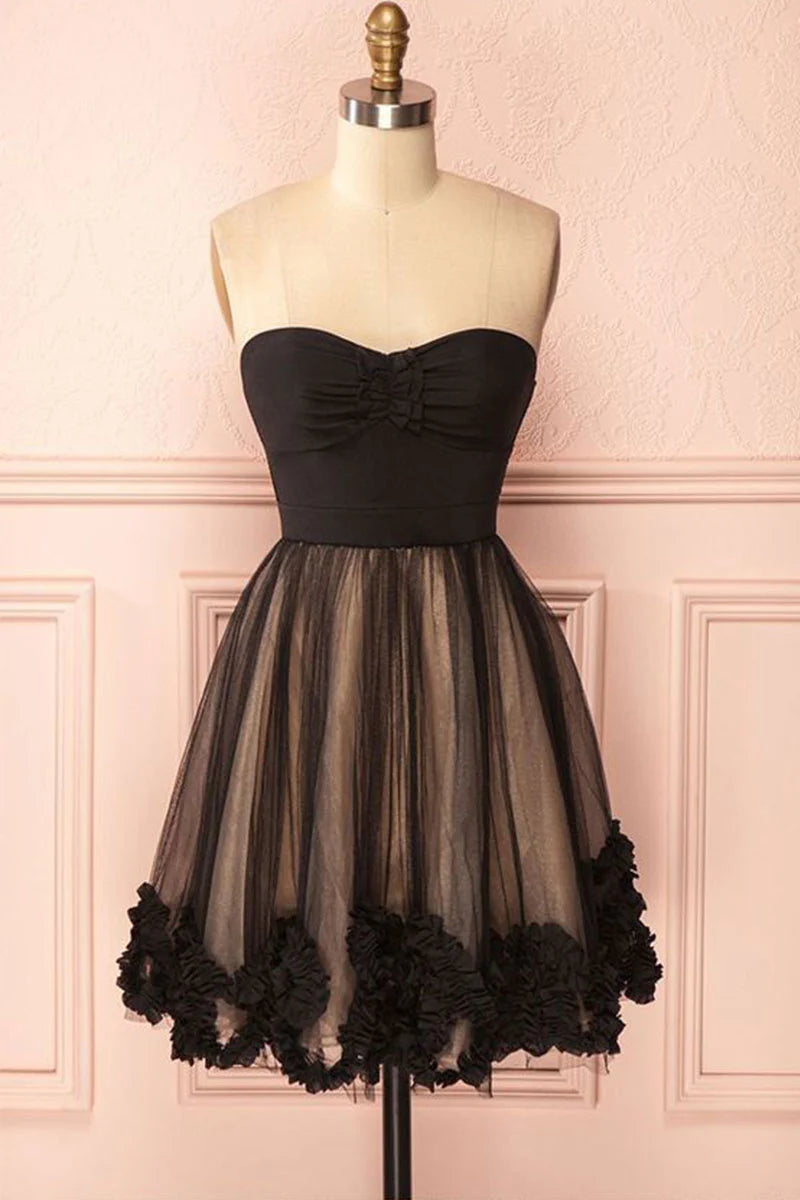 Cute black sweetheart short prom dress homecoming dress
