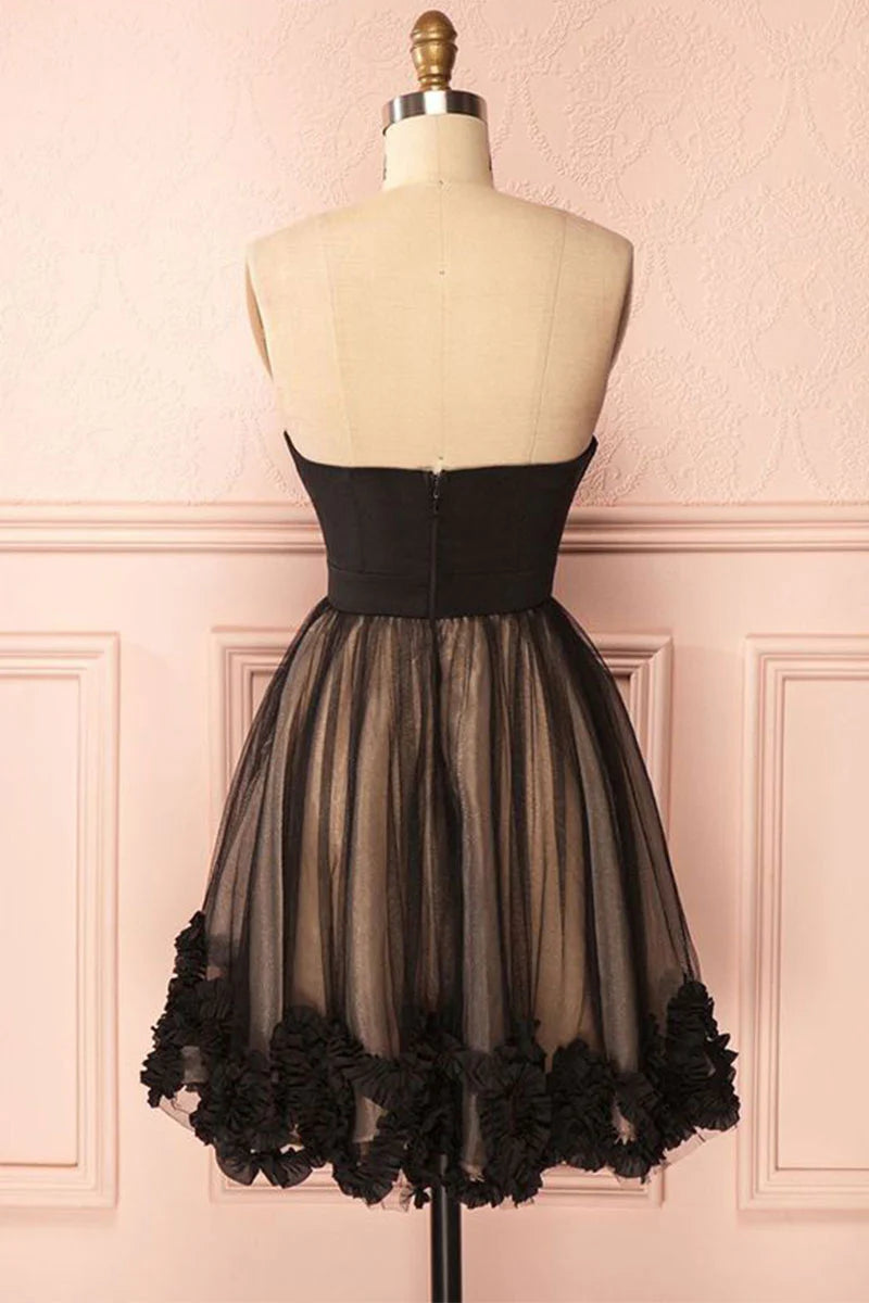 Cute black sweetheart short prom dress homecoming dress