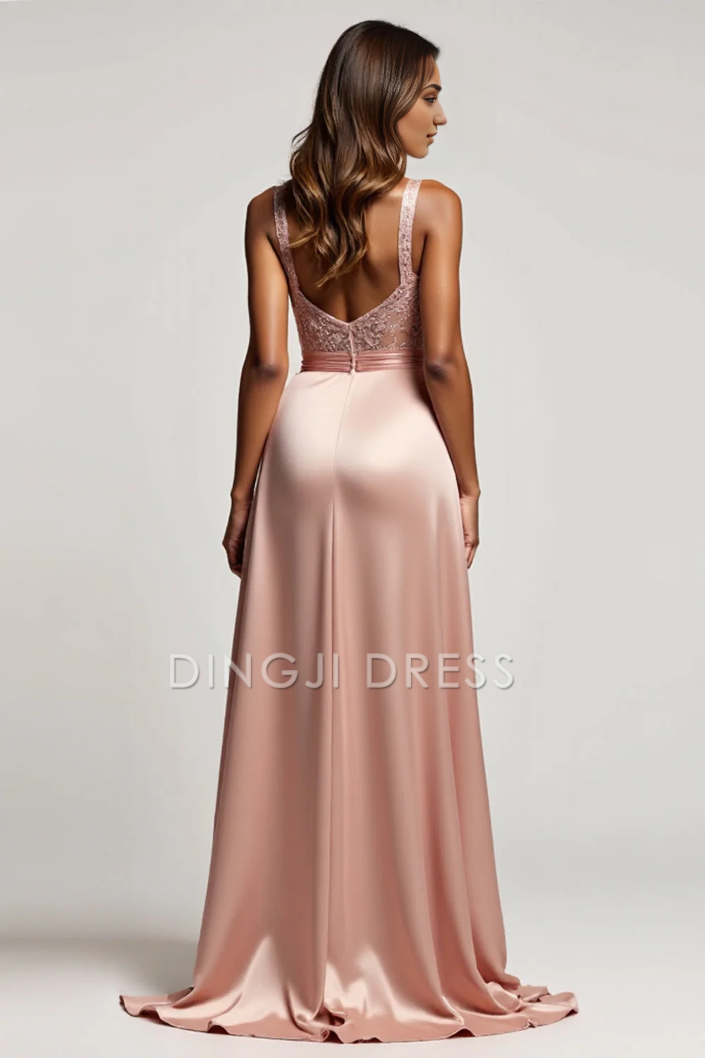 DingJiDress High Quality Dress Exquisite A Line Deep V-Neck Fashion Long With Slit Prom Dress