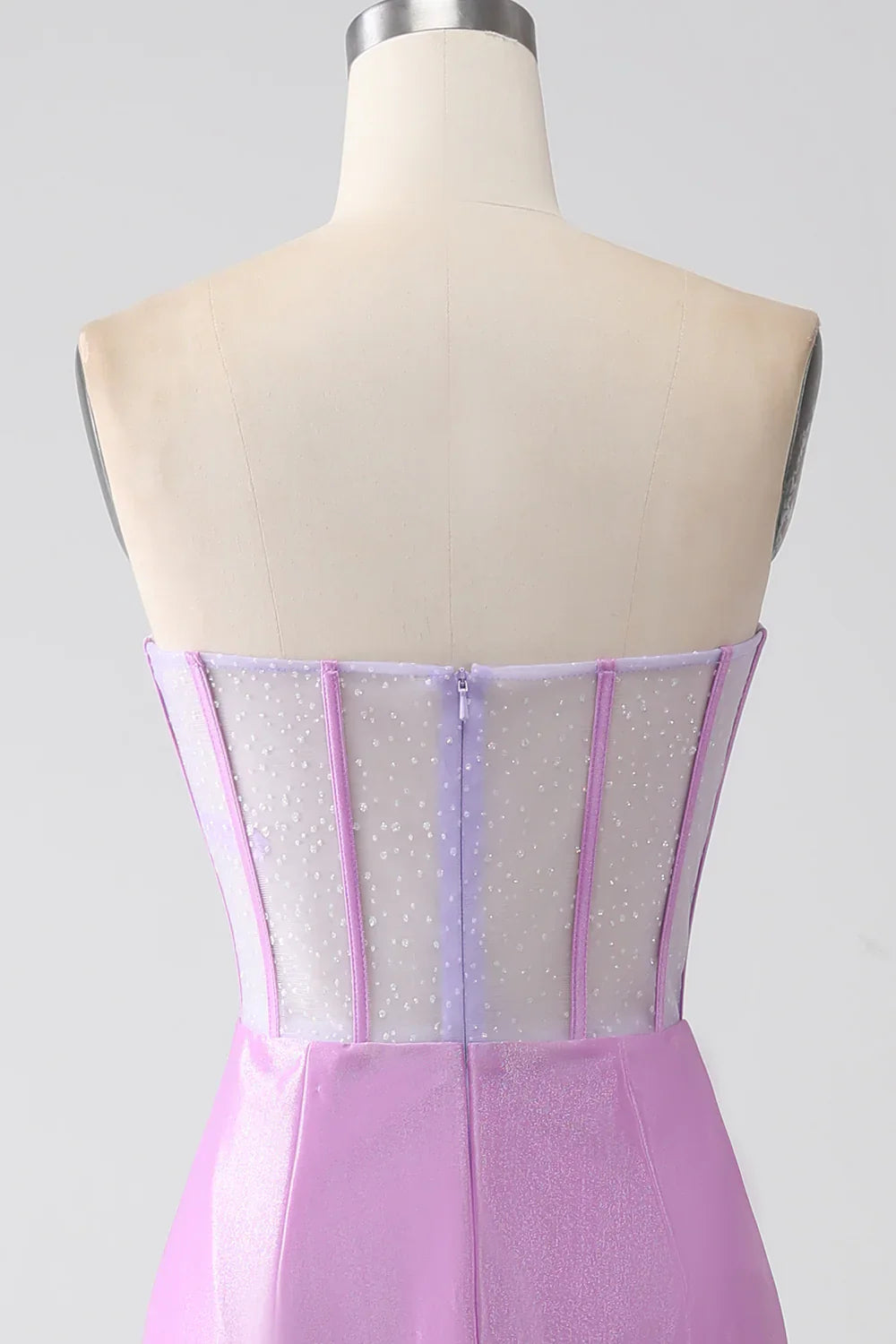 DingJiDress Lilac Mermaid Strapless Corset Prom Dress with Slit