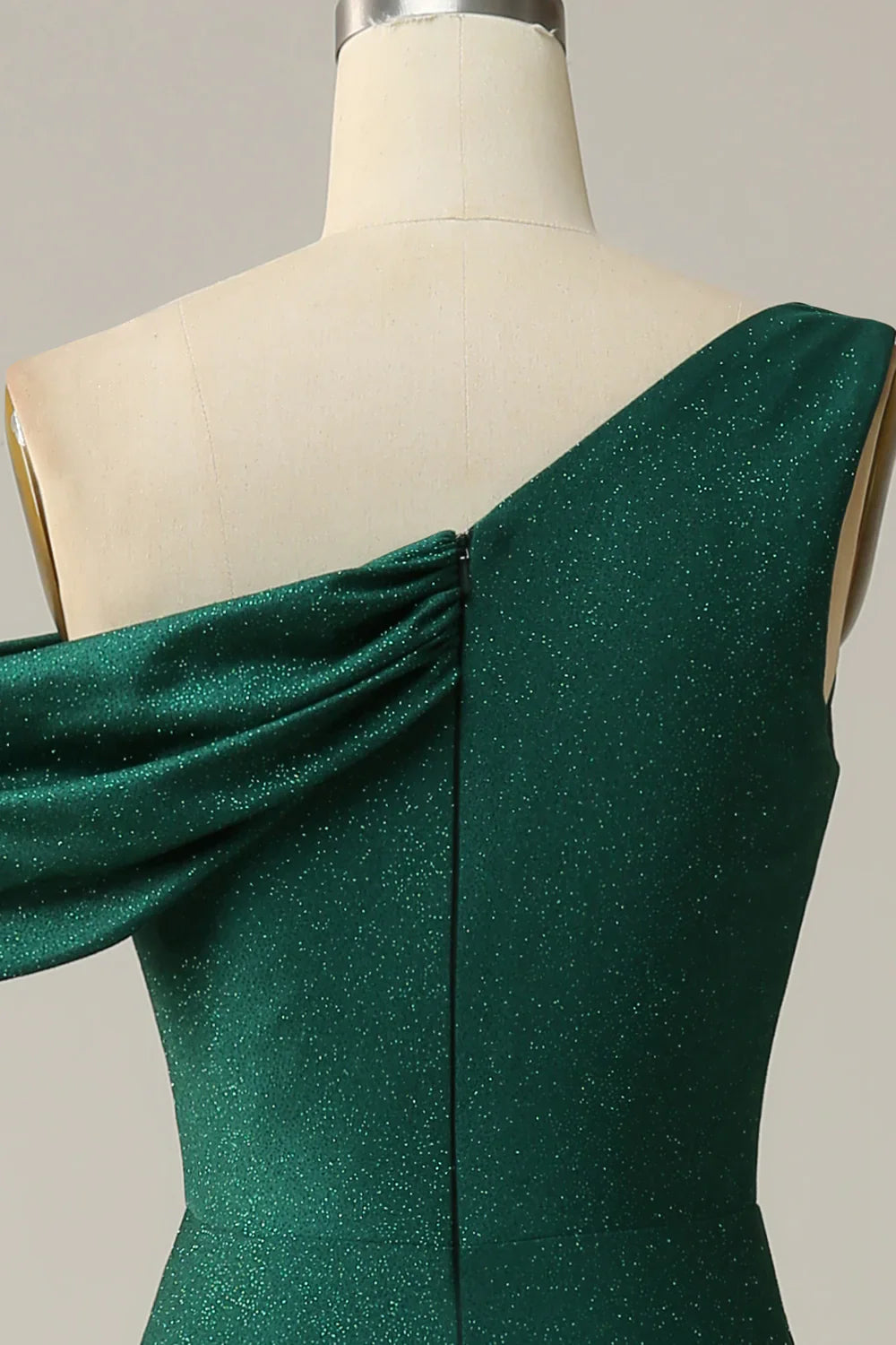 DingJiDress Mermaid One Shoulder Dark Green Long Prom Dress