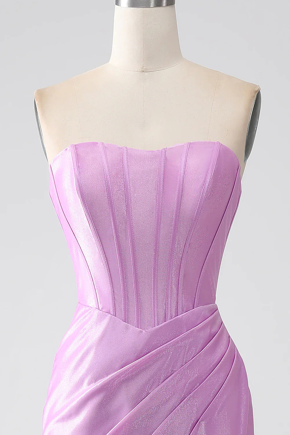 DingJiDress Strapless Purple Mermaid Corset Prom Dress with Pleated