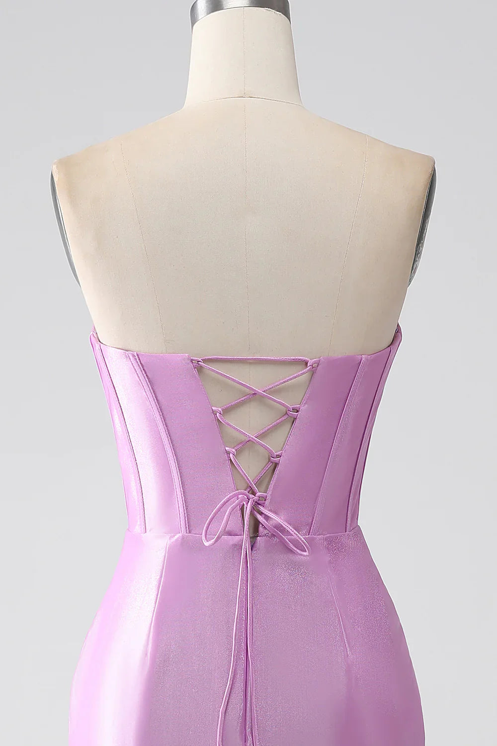 DingJiDress Strapless Purple Mermaid Corset Prom Dress with Pleated