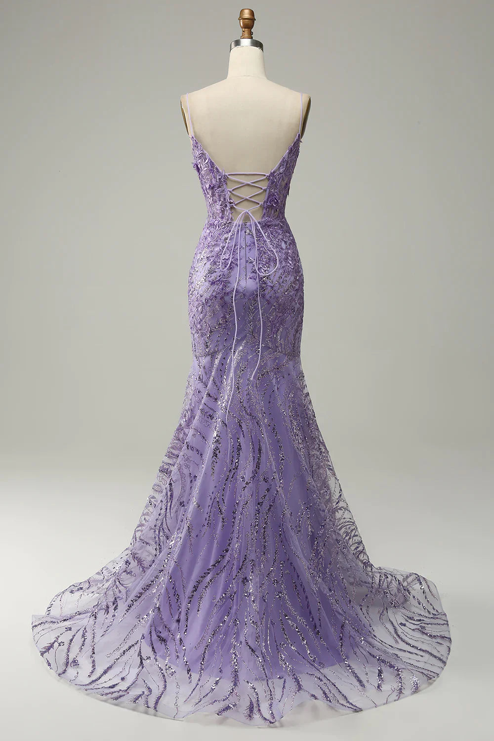 DingJiDress Mermaid Spaghetti Straps Purple Prom Dress with Beading