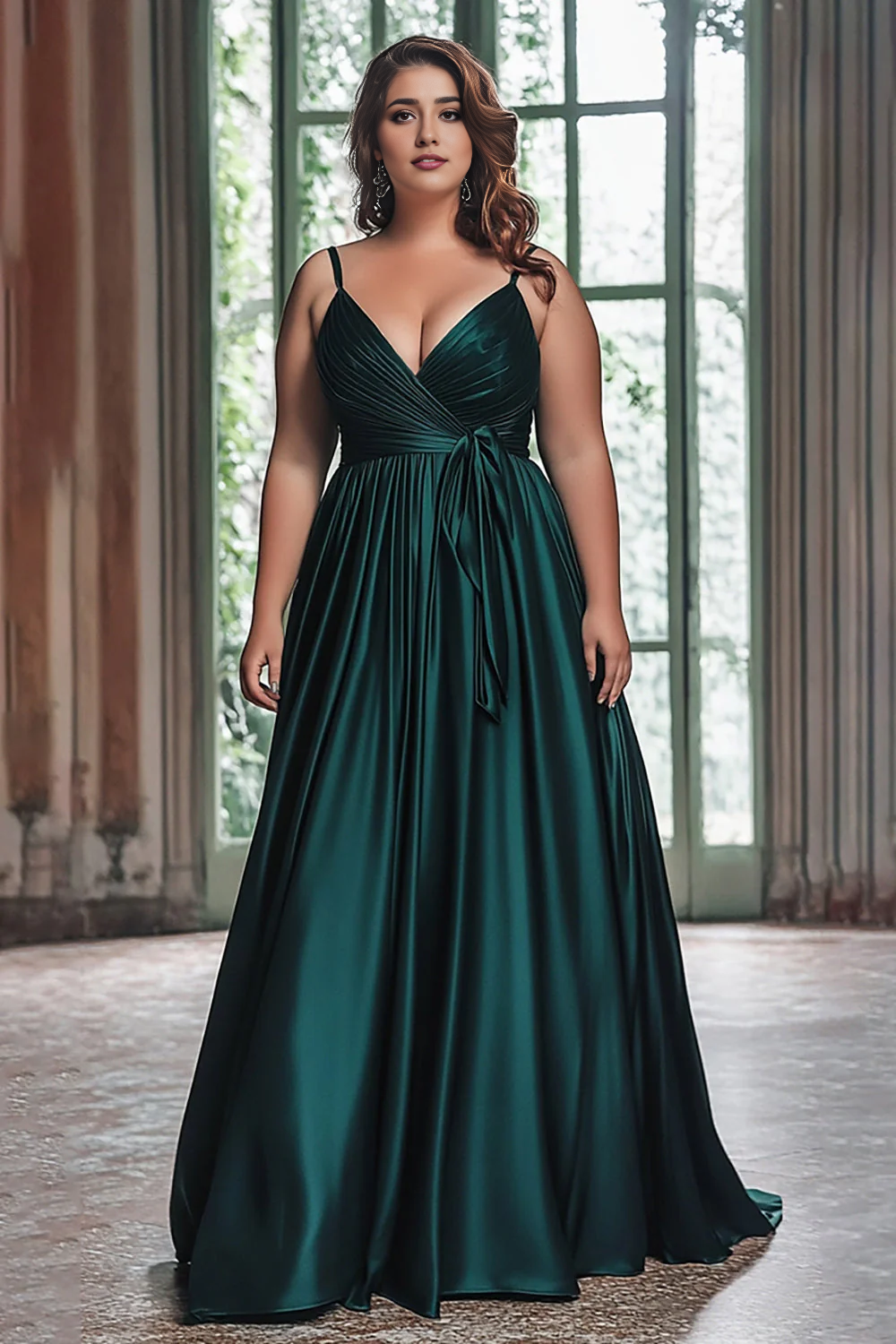 DingJiDress High Quality Dress Elegant A Line Ruched Satin Long With Cape Prom Dress