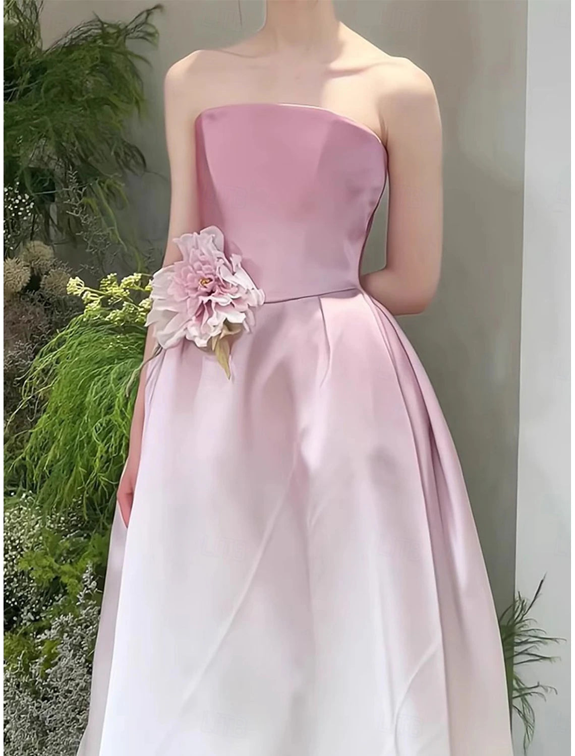 A-Line Quinceanera Dresses Elegant Dress Wedding Wedding Guest Floor Length Sleeveless Strapless Satin Backless with Pleats