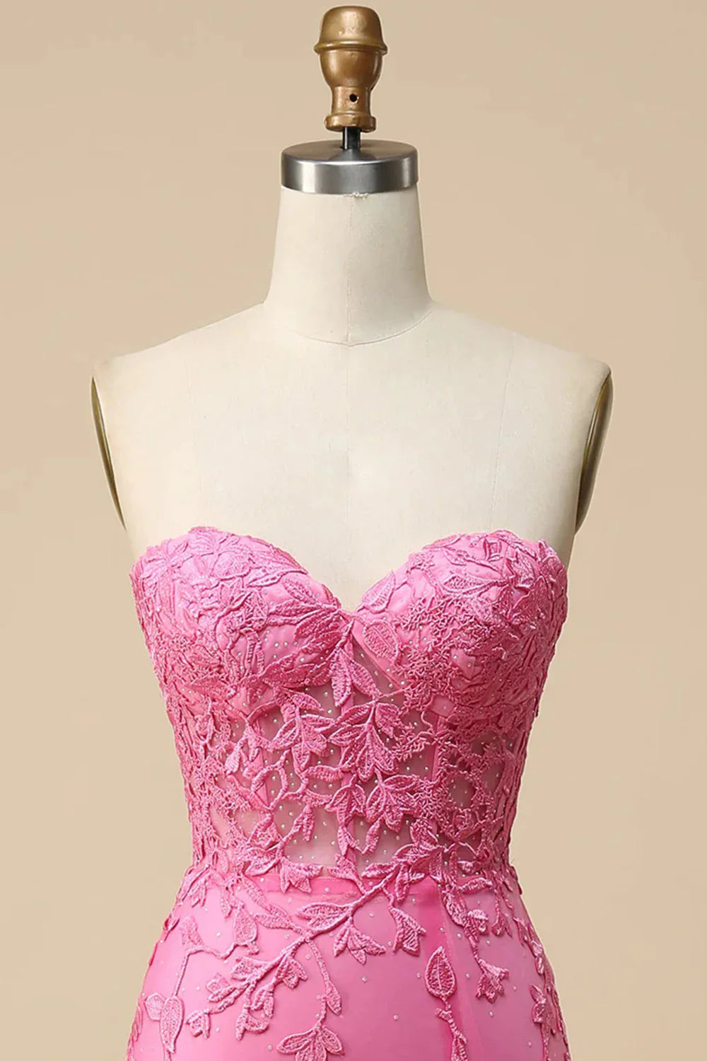 DingJiDress Corset Sweetheart Long Lace Mermaid Prom Dress with Slit