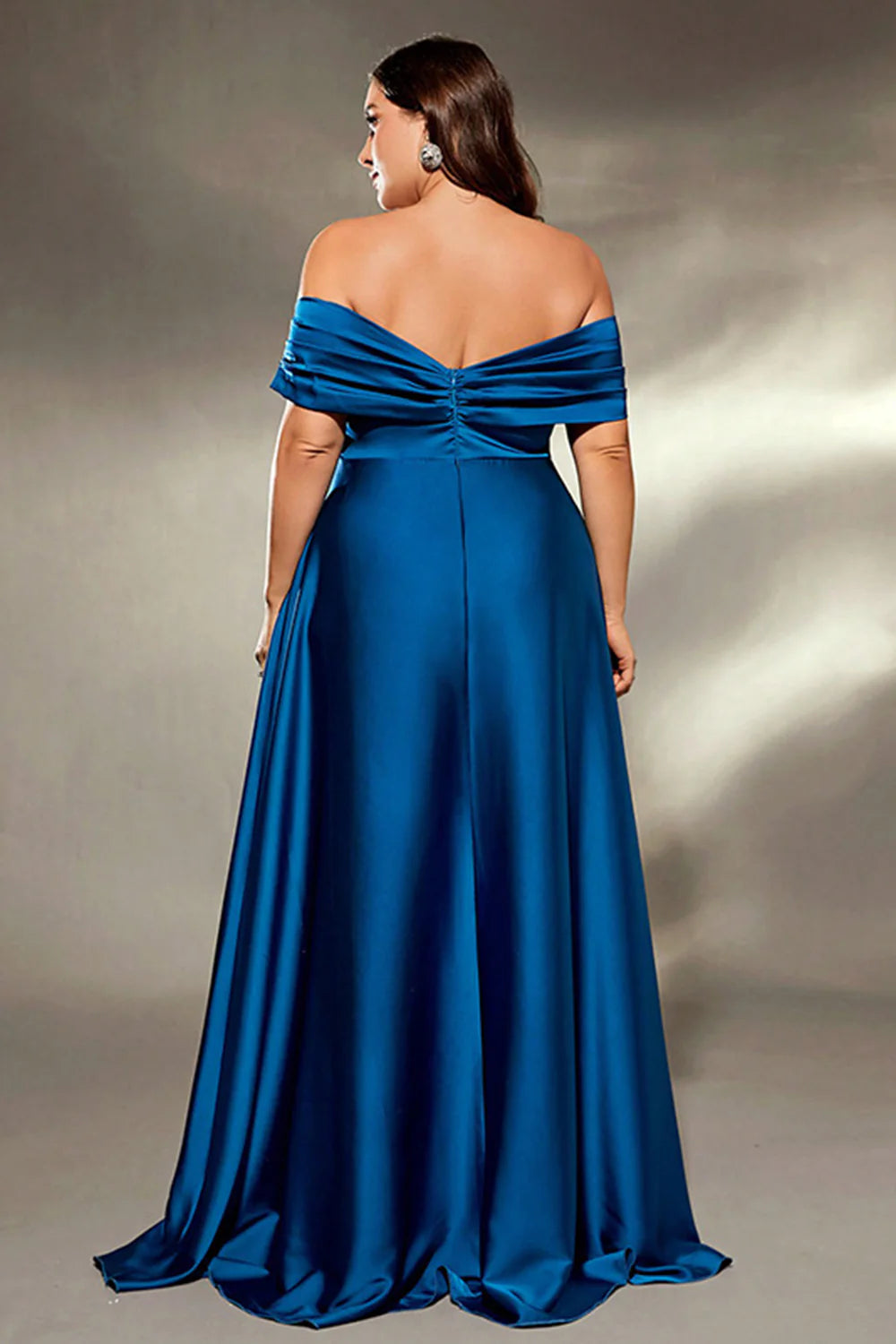 Blue Plus Size Off The Shoulder Mother Of The Bride Dress