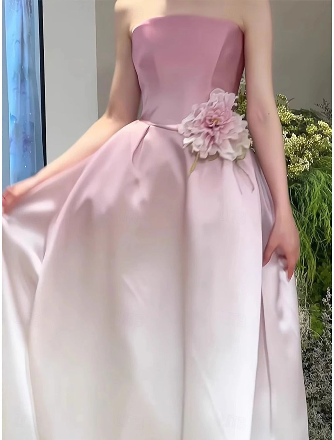 A-Line Quinceanera Dresses Elegant Dress Wedding Wedding Guest Floor Length Sleeveless Strapless Satin Backless with Pleats