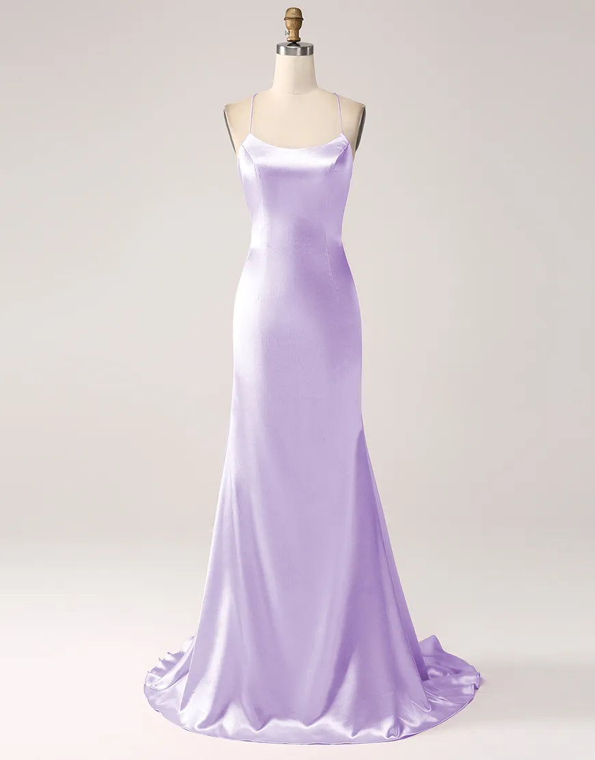 Simple and atmospheric long backless mermaid lace up party dress