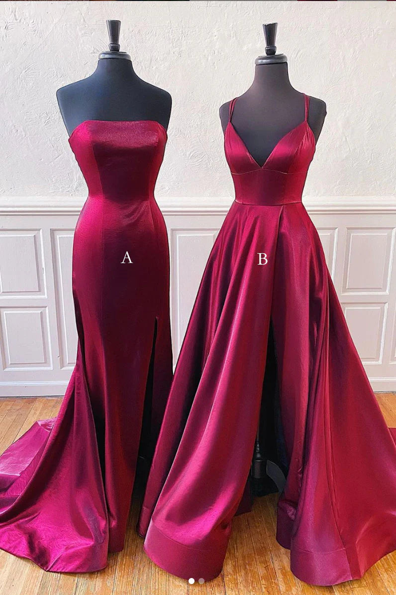 Simple satin long prom dress long evening dress