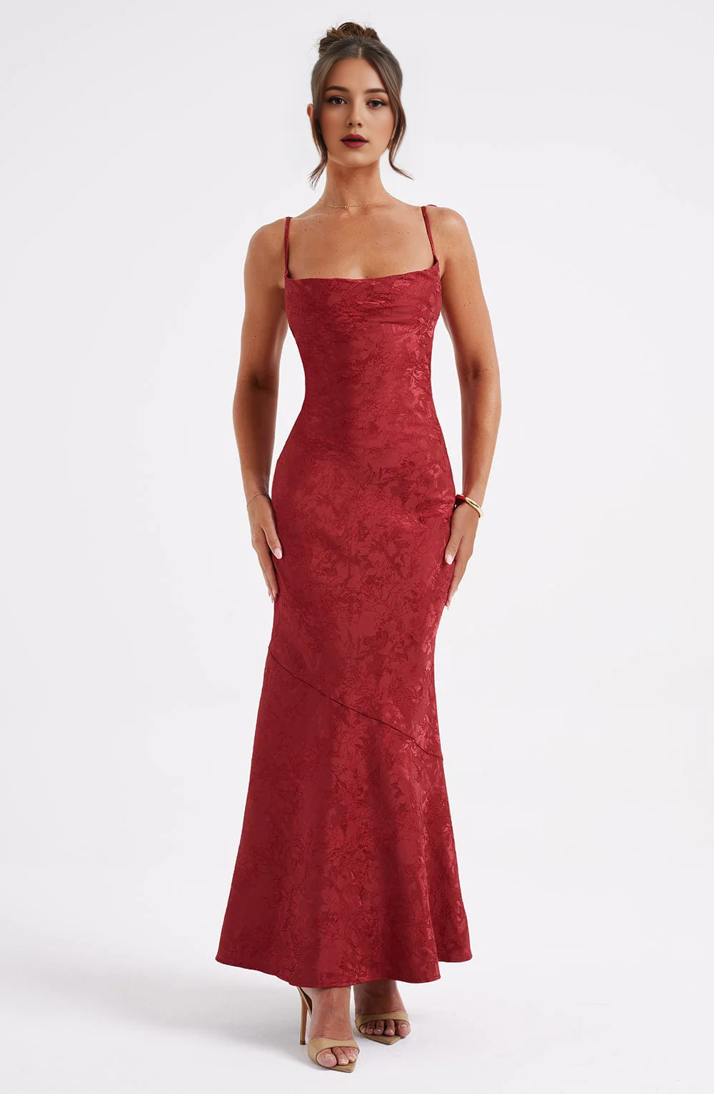 DingJiDress Prom Dresses Cowl Neck Jacquard Lace up Elegant Dresses High Quality Dress Formal Wear Dresses Wedding Guests Dresses
