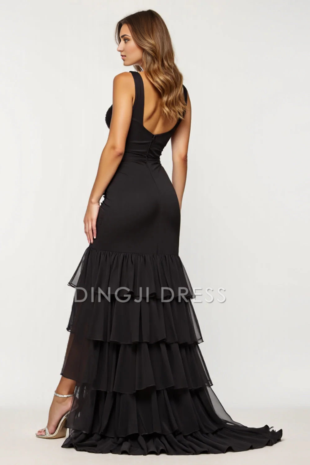 DingJiDress High Quality Dress Sheath Sweetheart Ruched Tiered Fashion Long Prom Dress