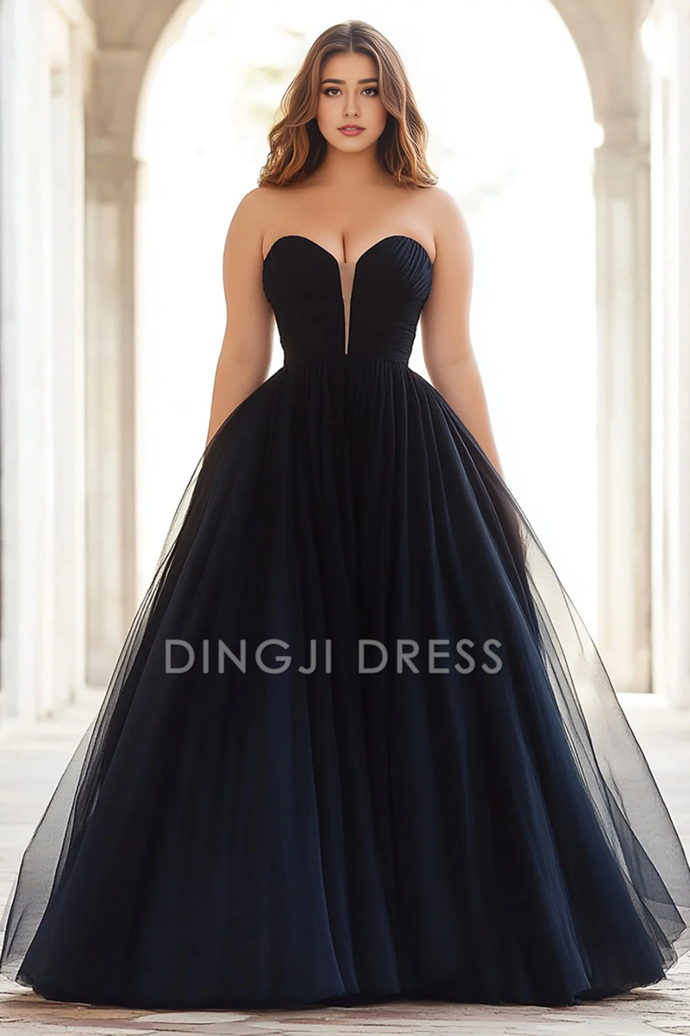 DingJiDress High Quality Dress Off Shoulder Sweetheart Tulle Pleated Long Fashion Prom Dress