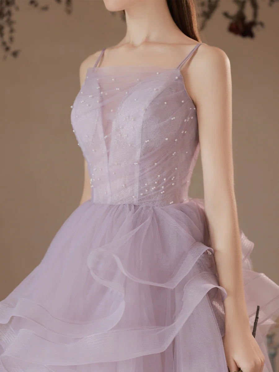 Purple Tulle Long Prom Dress Purple Tulle Formal Dress
