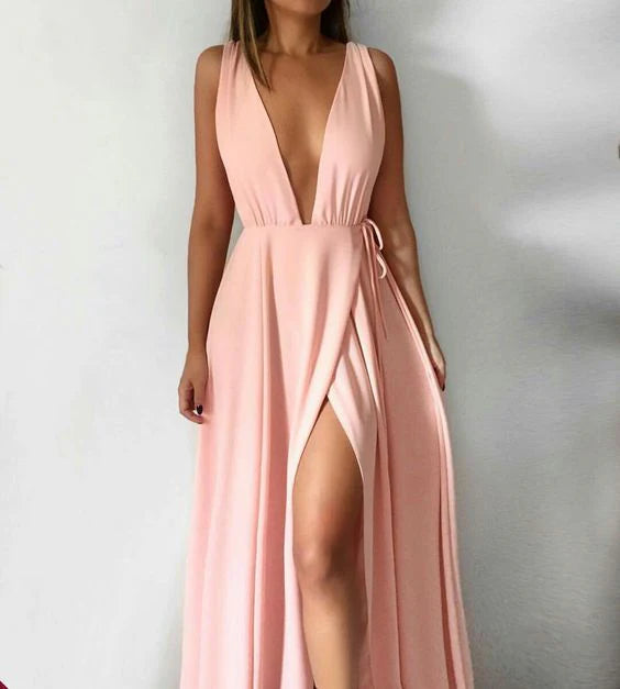 Pink long formal prom dress, long evening party Gown